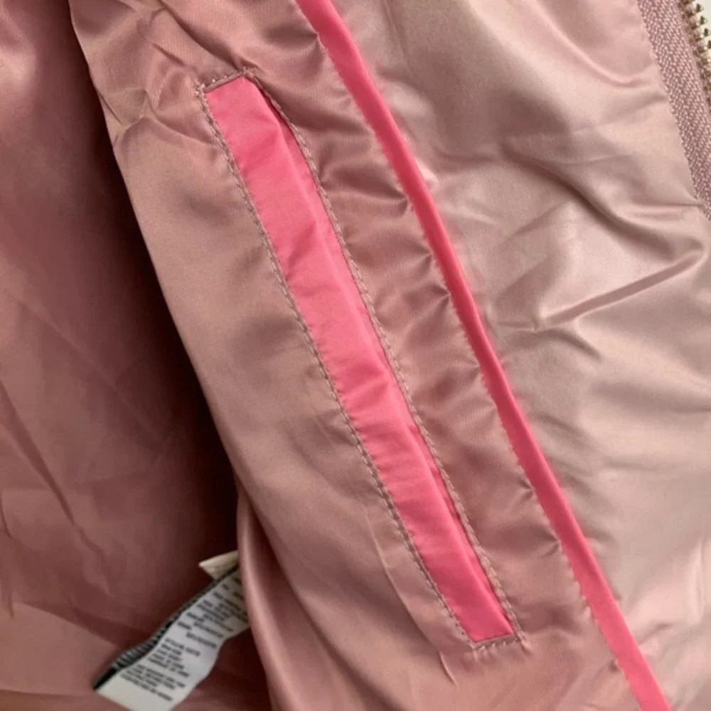 Kate Spade Light Pink Mixed Media Hooded Quilt Coat